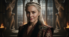 Rhaenyra Targaryen, the Realm's Delight, contested heir in the Targaryen family tree