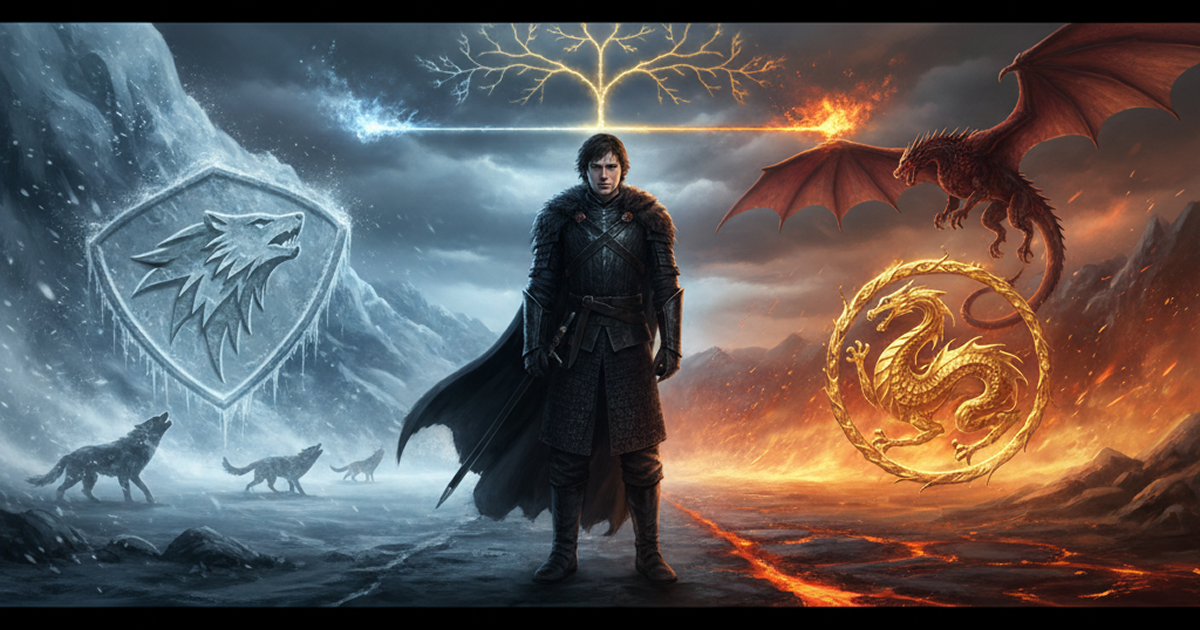 Jon Snow's Targaryen family tree diagram showing parents Rhaegar Targaryen and Lyanna Stark